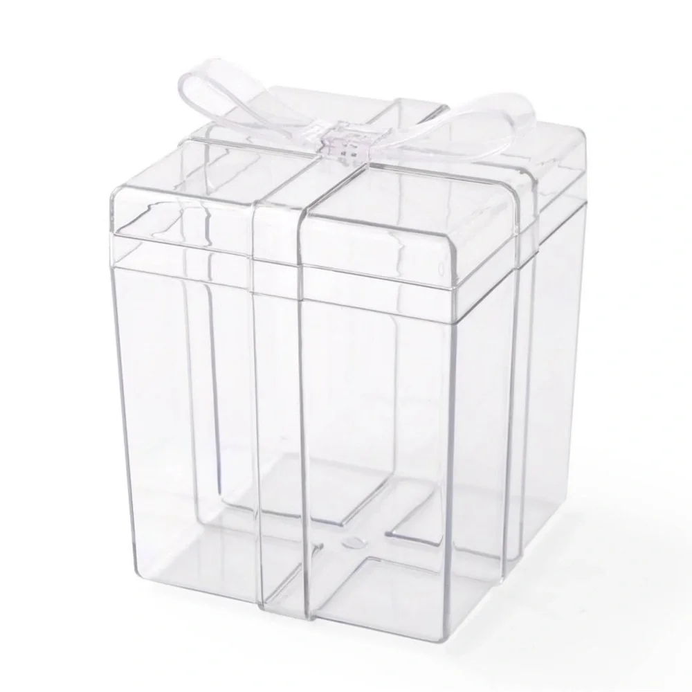New Target Bullseye Clear Acrylic PRESENT GIFT BOX CONTAINER Fillable Bow Vessel
